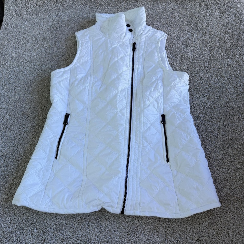 Marc New York Andrew Marc Vest Womens Small White Quilted Full Zip Puffer Lined